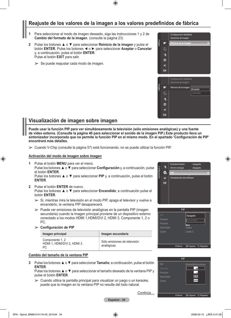 Visualización de imagen sobre imagen | Samsung PN50A550S1FXZA User Manual | Page 140 / 205