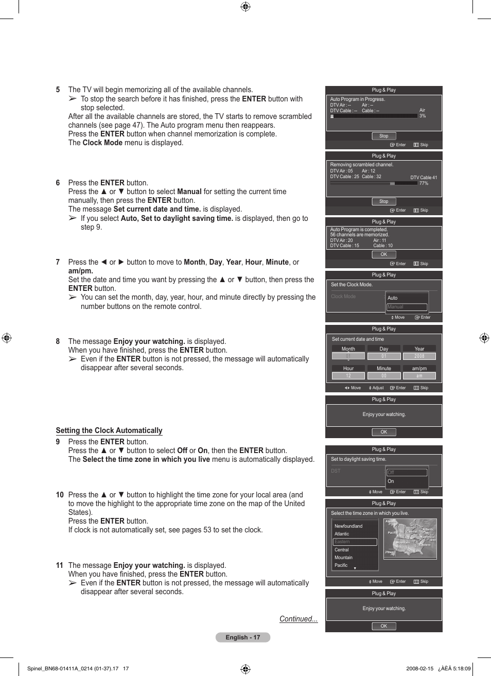 Samsung PN50A550S1FXZA User Manual | Page 17 / 205