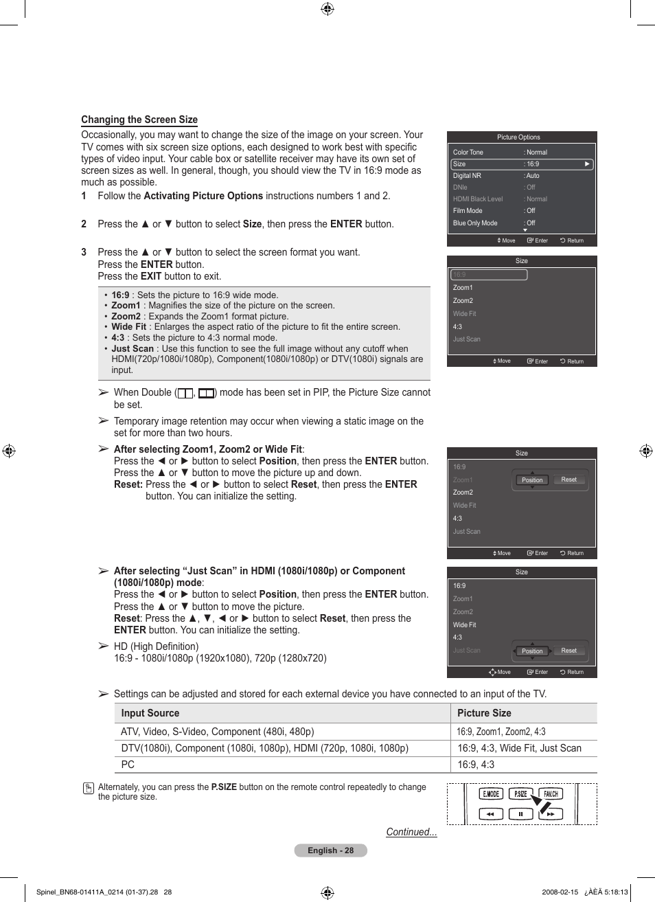 Samsung PN50A550S1FXZA User Manual | Page 28 / 205