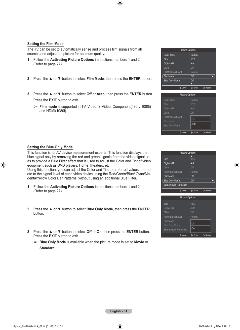 Samsung PN50A550S1FXZA User Manual | Page 31 / 205