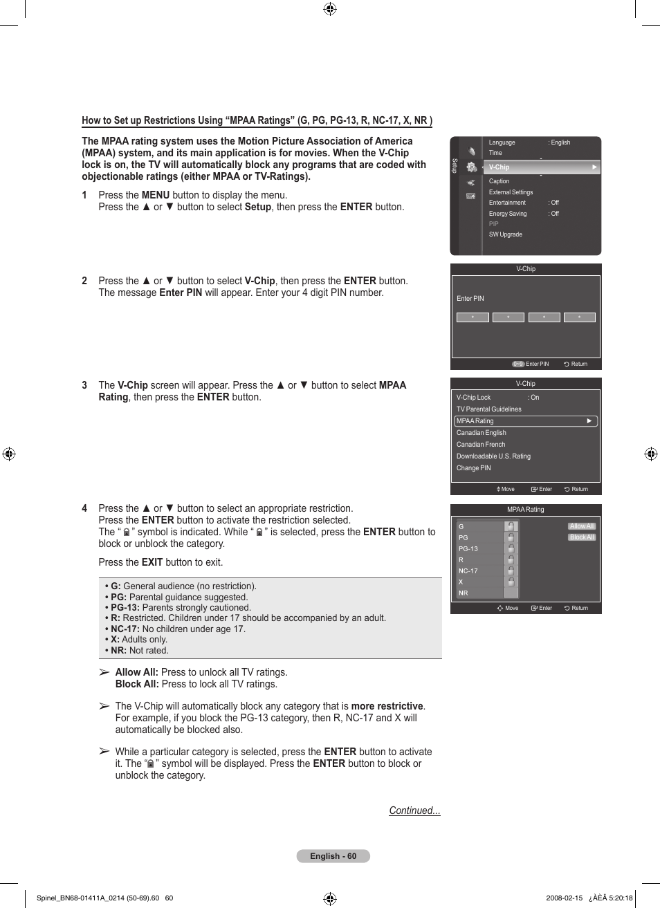 Samsung PN50A550S1FXZA User Manual | Page 60 / 205