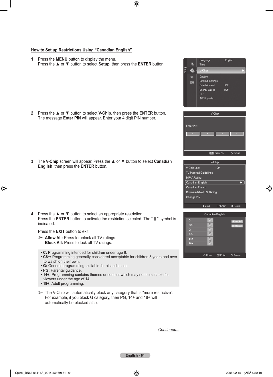 Samsung PN50A550S1FXZA User Manual | Page 61 / 205