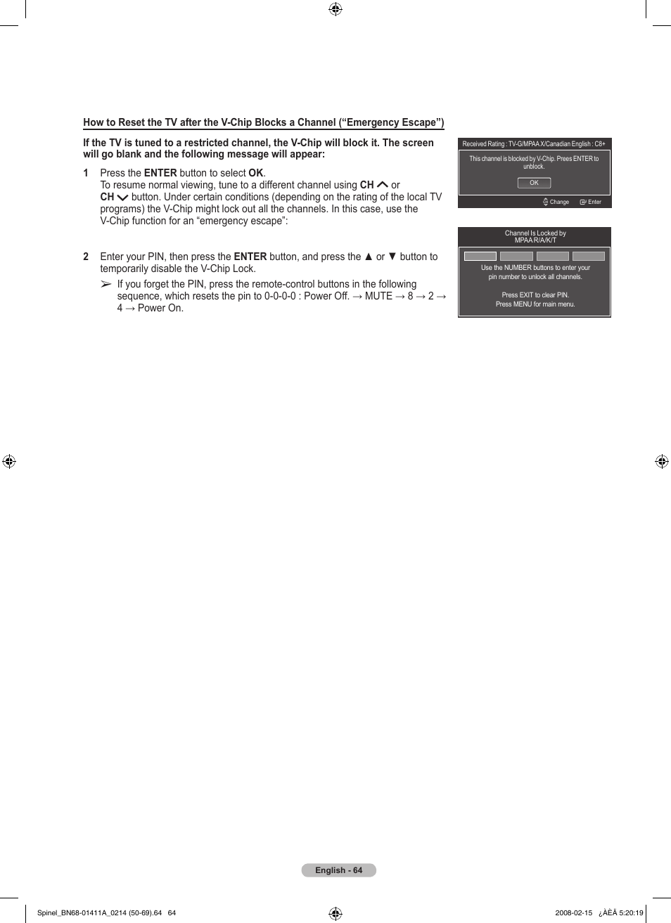Samsung PN50A550S1FXZA User Manual | Page 64 / 205