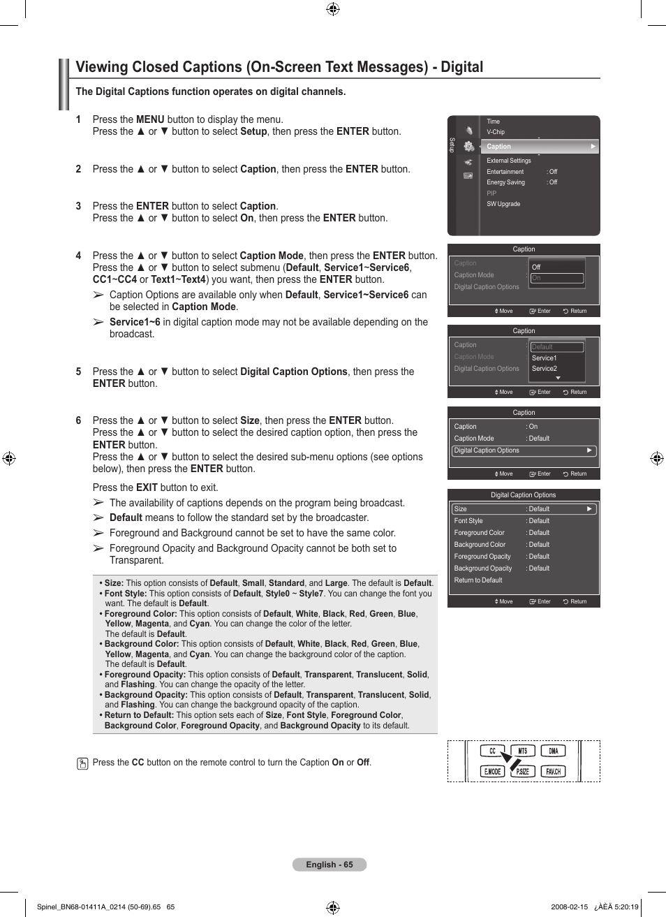 Samsung PN50A550S1FXZA User Manual | Page 65 / 205