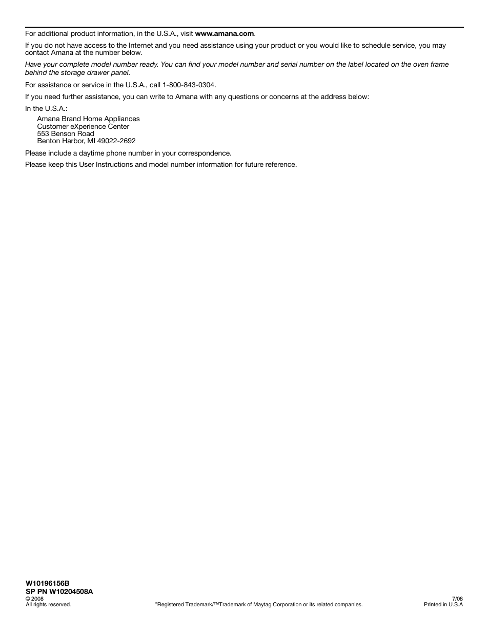 Amana AGR5844VDW User Manual | Page 12 / 12