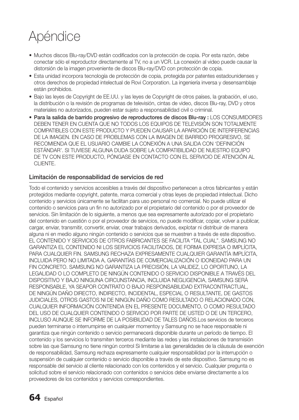 Apéndice | Samsung BD-D5300-ZA User Manual | Page 132 / 142