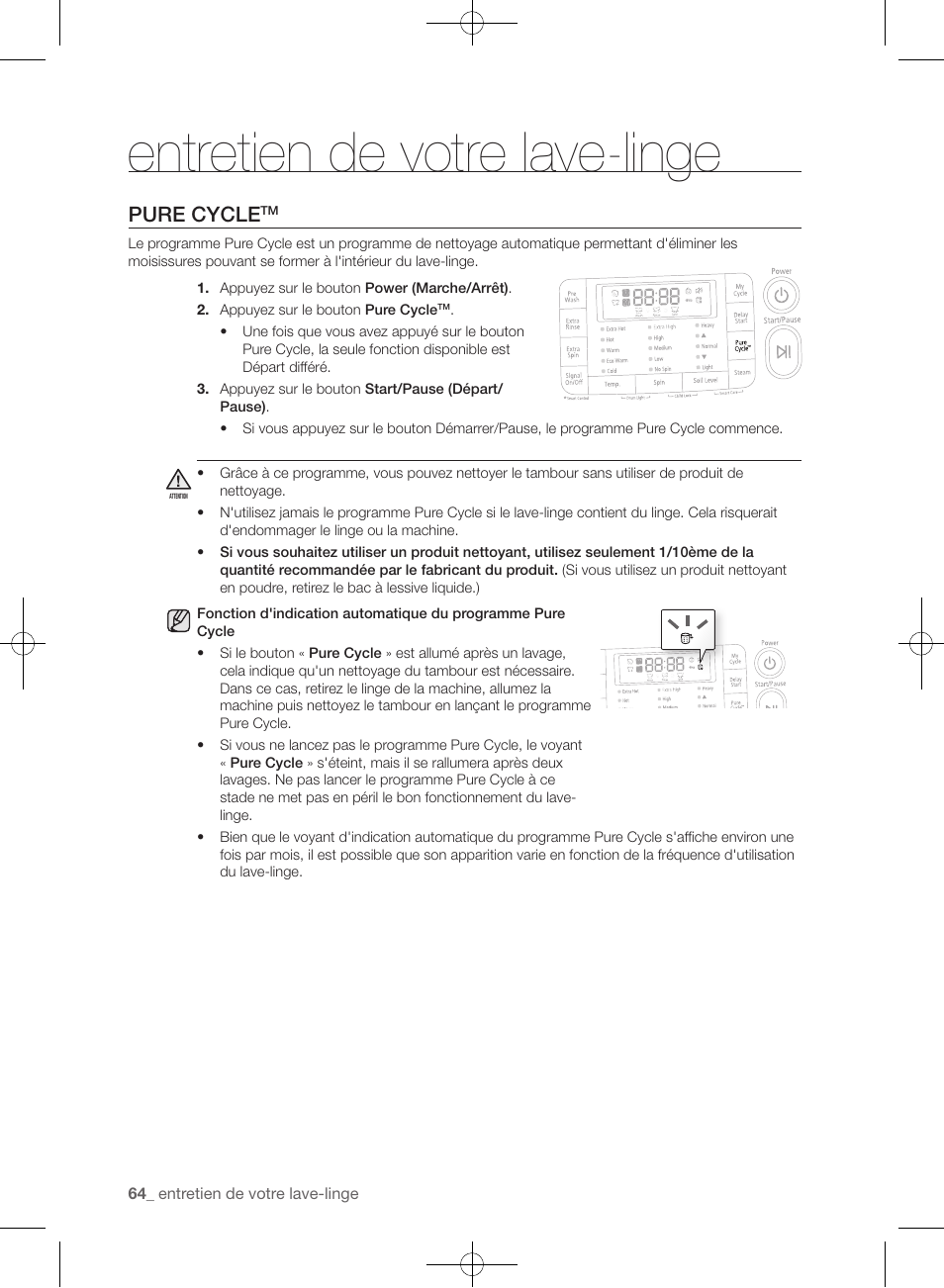Entretien de votre lave-linge, Pure cycle | Samsung WF455ARGSGR-AA User Manual | Page 156 / 276