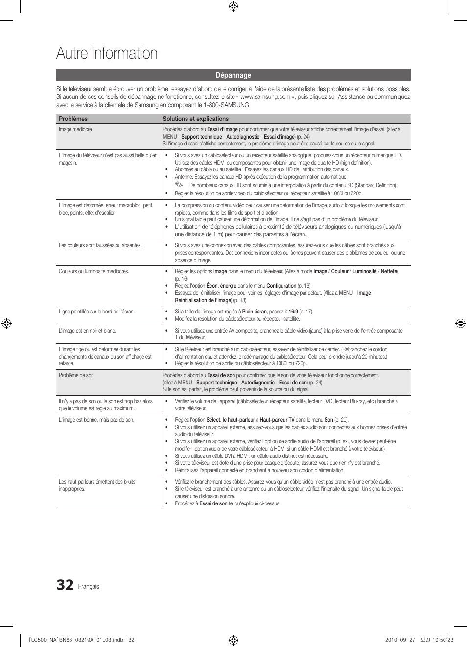 Autre information | Samsung LN40C500F3FXZA User Manual | Page 104 / 109