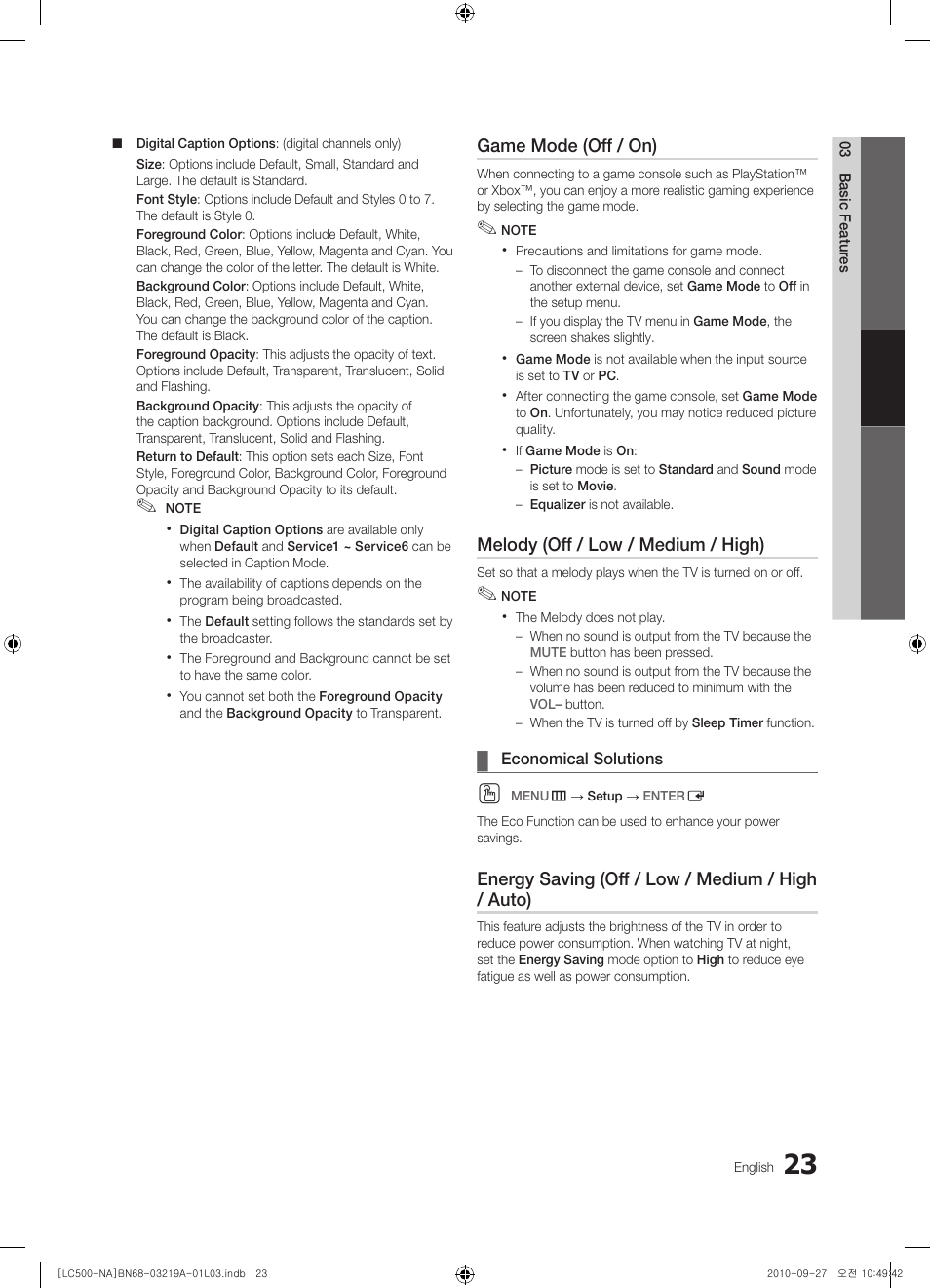 Economical solutions | Samsung LN40C500F3FXZA User Manual | Page 23 / 109