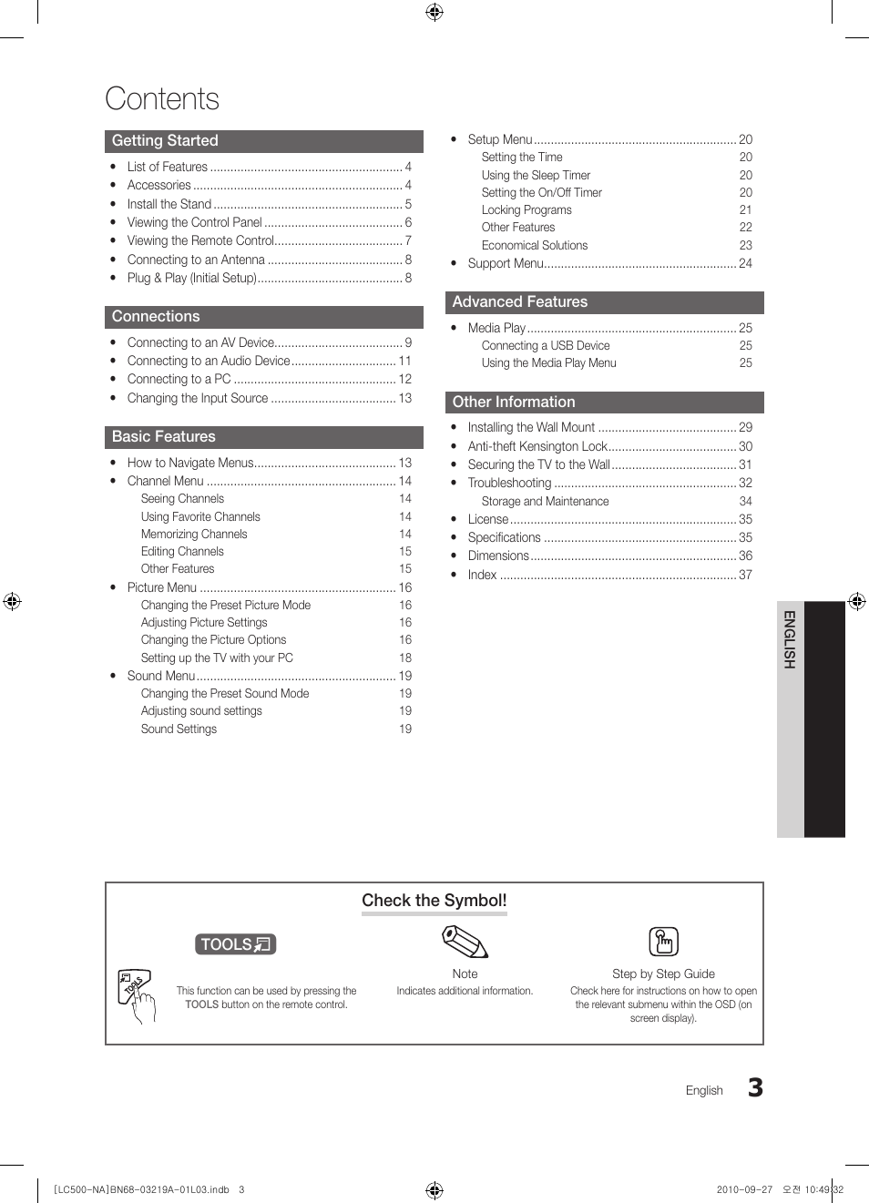 Samsung LN40C500F3FXZA User Manual | Page 3 / 109