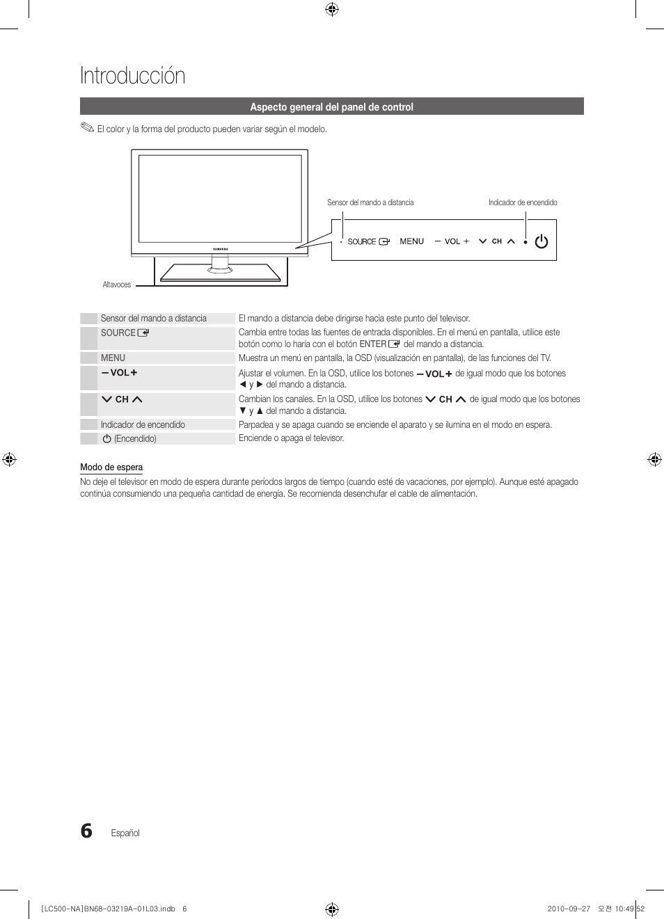 Introducción | Samsung LN40C500F3FXZA User Manual | Page 42 / 109