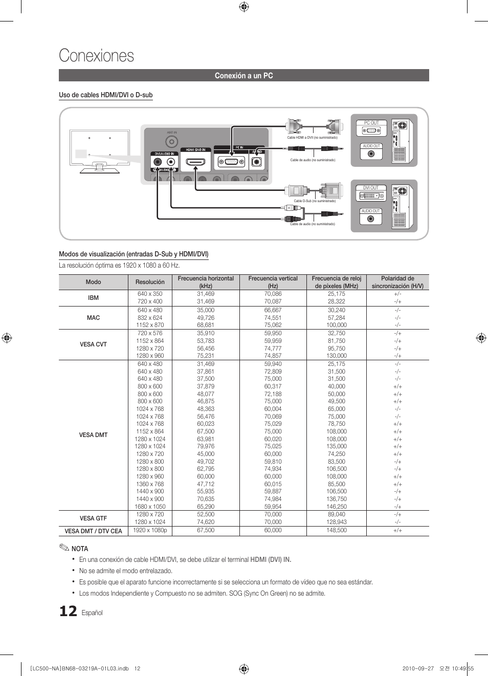 Conexiones | Samsung LN40C500F3FXZA User Manual | Page 48 / 109