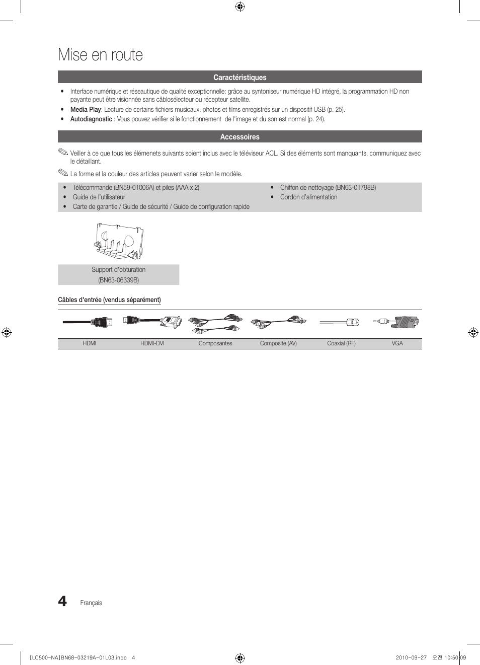 Mise en route | Samsung LN40C500F3FXZA User Manual | Page 76 / 109