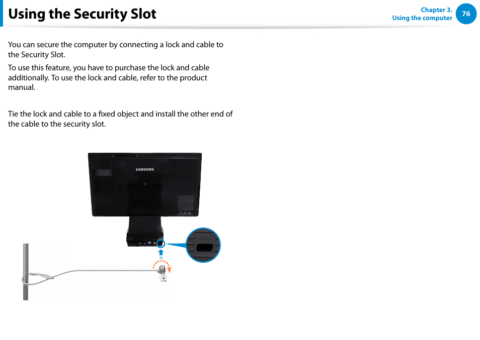 Using the security slot | Samsung DP300A2A-A01US User Manual | Page 77 / 126