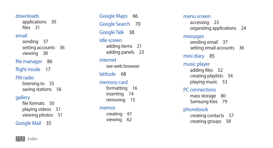 Samsung YP-G1CW-XAA User Manual | Page 113 / 115