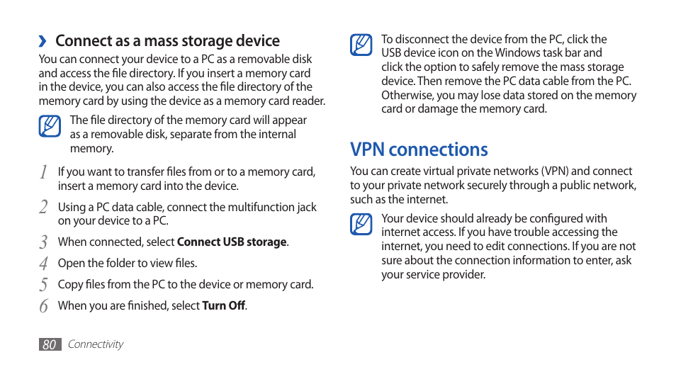 Vpn connections | Samsung YP-G1CW-XAA User Manual | Page 81 / 115