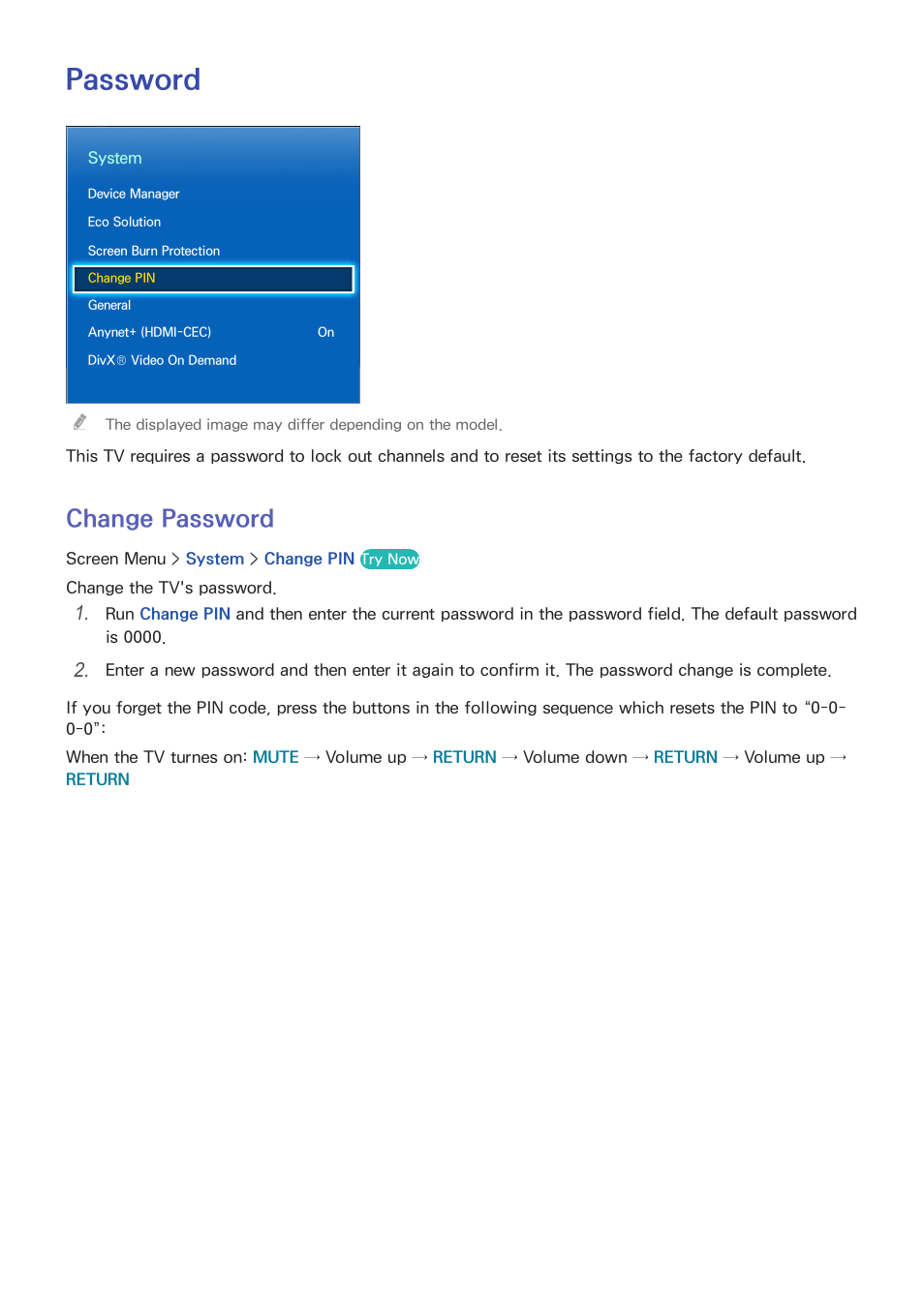Password, 99 change password, Change password | Samsung KN55S9CAFXZA User Manual | Page 106 / 172