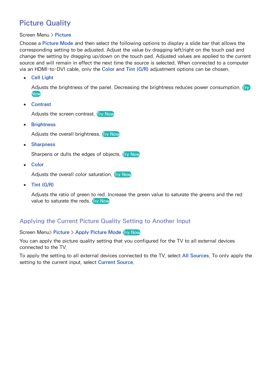 Picture quality | Samsung KN55S9CAFXZA User Manual | Page 88 / 172