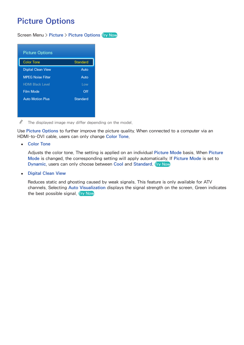 Picture options | Samsung KN55S9CAFXZA User Manual | Page 93 / 172