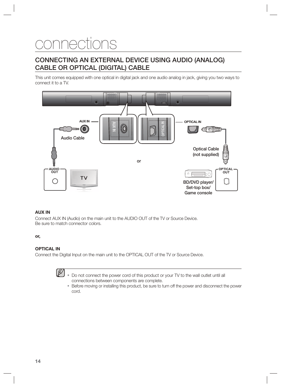 Connections | Samsung HW-F551-ZA User Manual | Page 14 / 26
