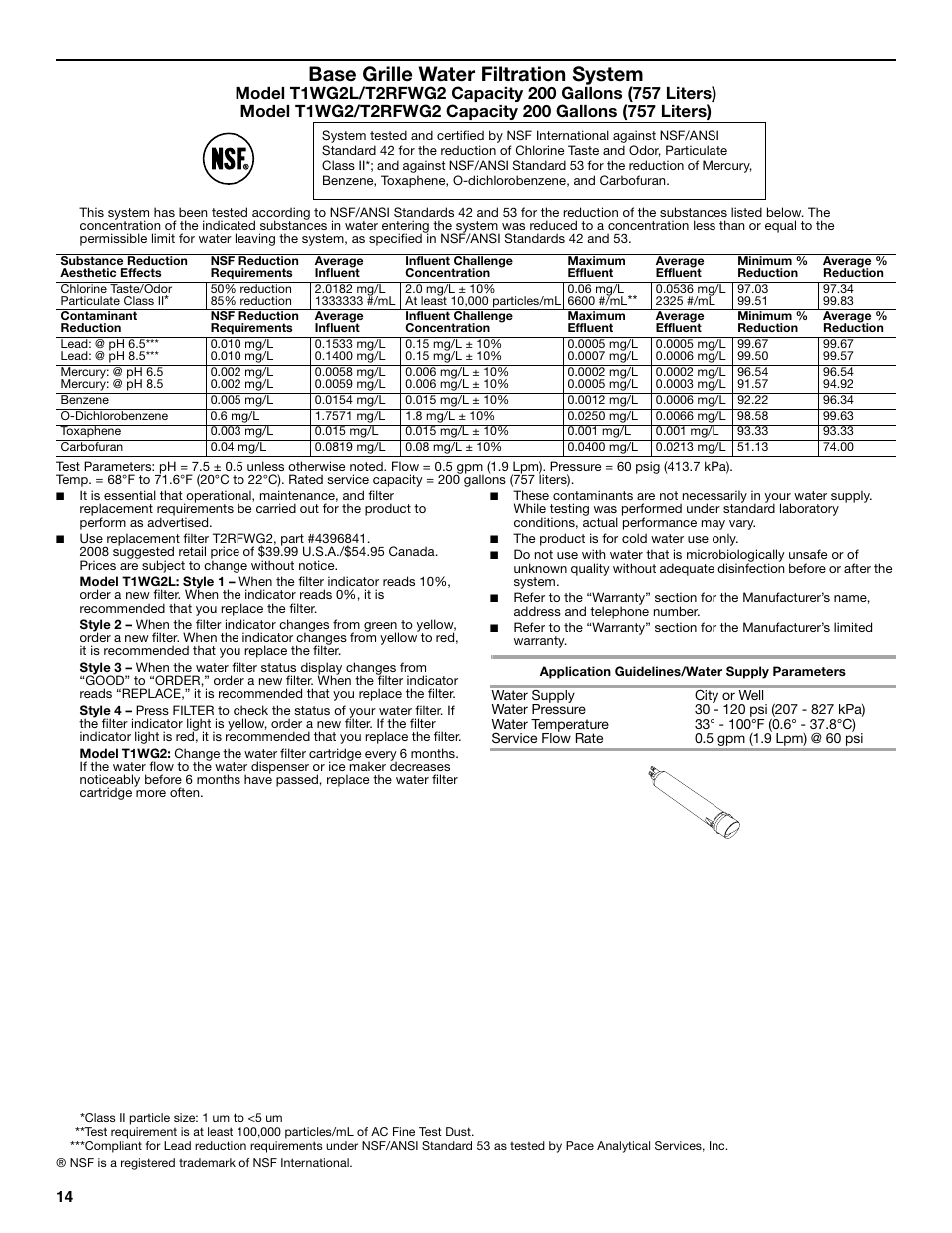 Base grille water filtration system | Amana W10237708A User Manual | Page 14 / 50