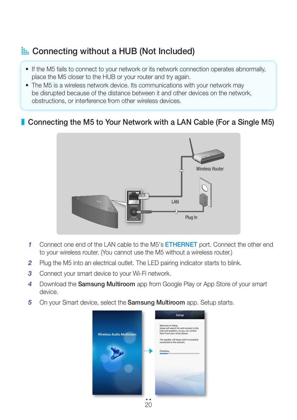 Connecting without a hub (not included), A connecting without a hub (not included) | Samsung WAM550-ZA User Manual | Page 20 / 70