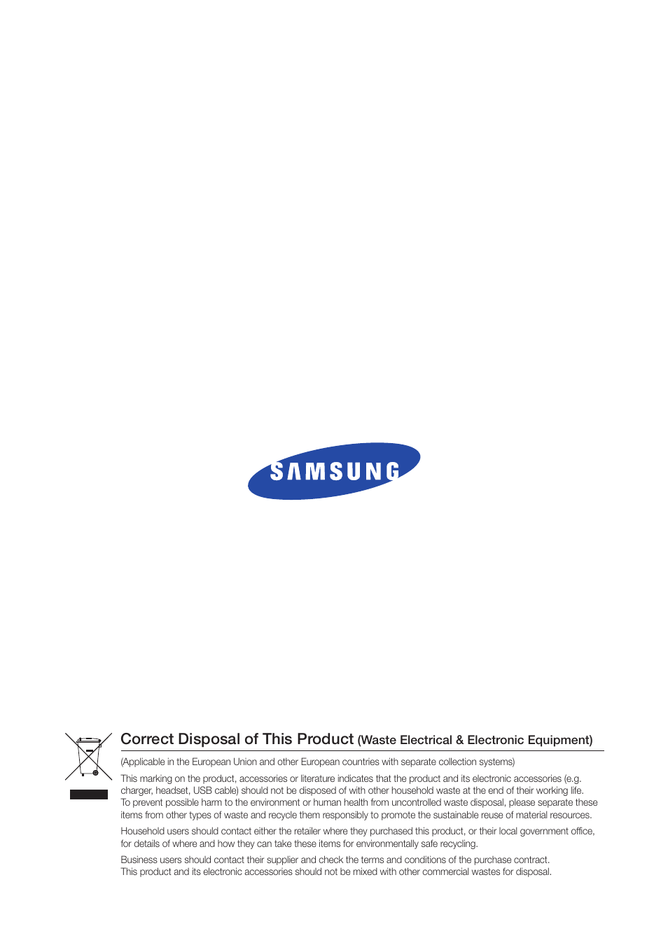 Correct disposal of this product | Samsung WAM550-ZA User Manual | Page 70 / 70