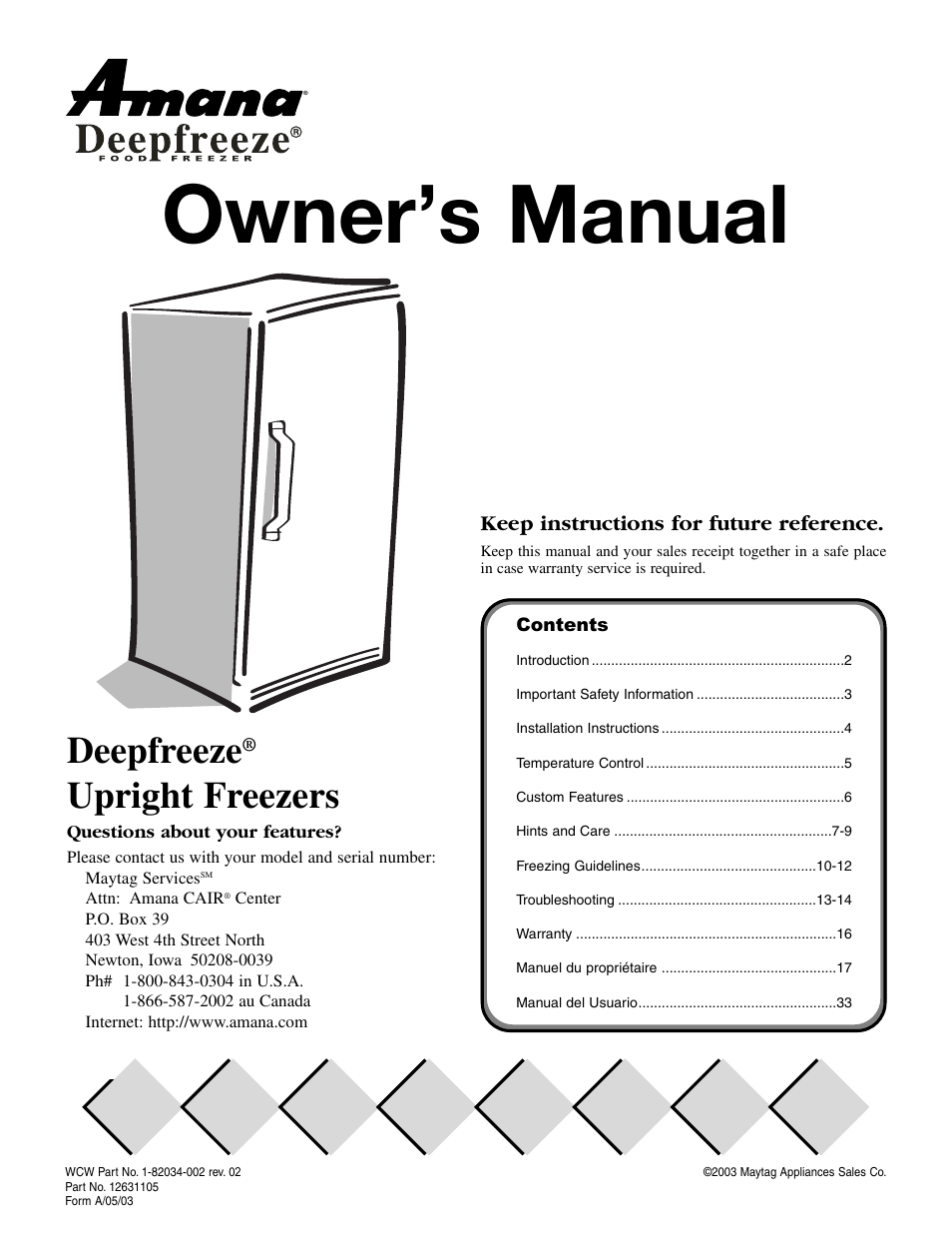 Amana 1-82034-002 User Manual | 48 pages