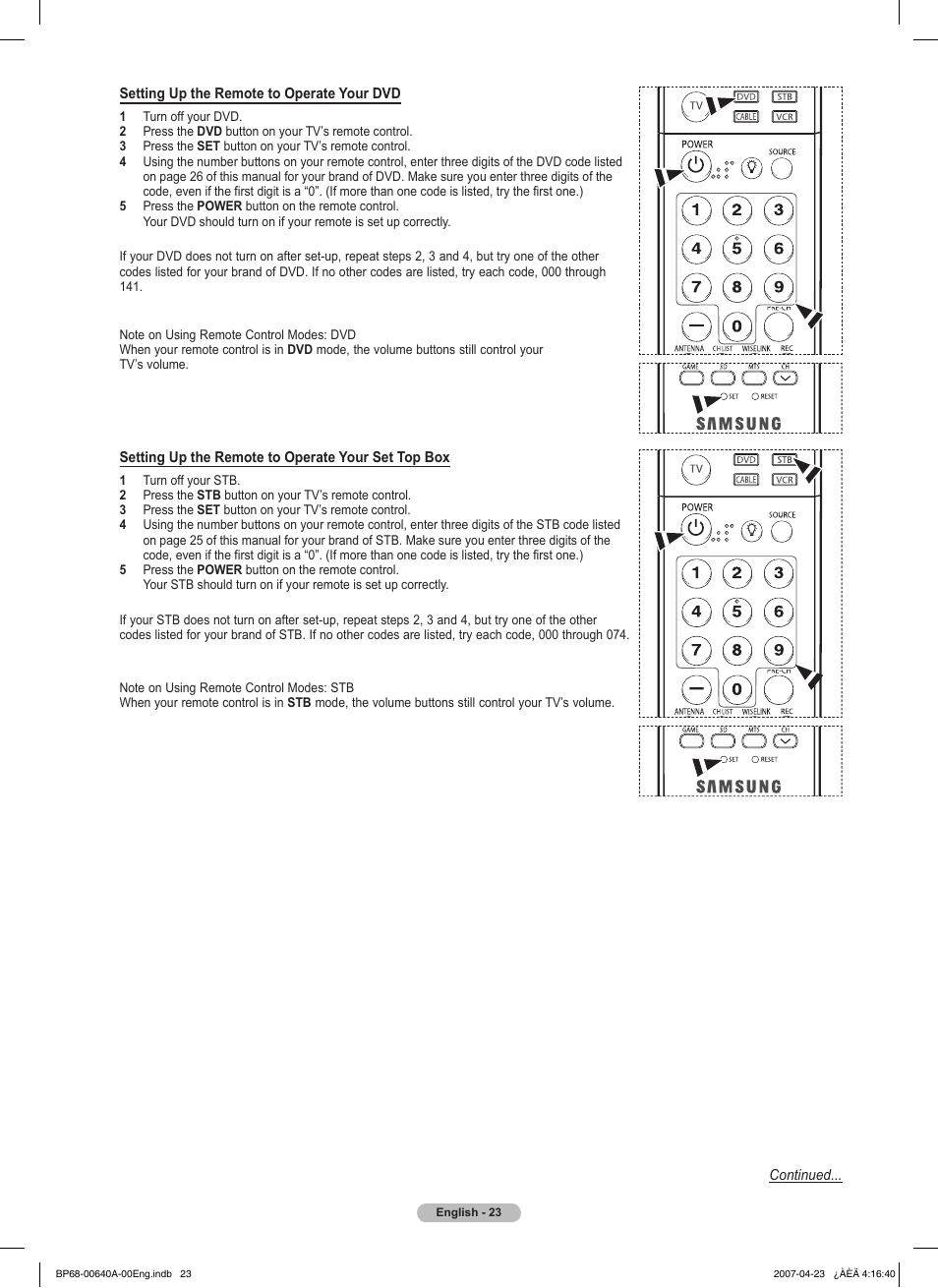 Samsung HLT7288WX-XAA User Manual | Page 23 / 276