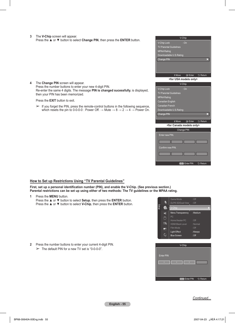 Continued | Samsung HLT7288WX-XAA User Manual | Page 55 / 276