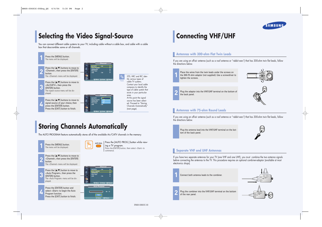 Samsung LTP468WX-XAC User Manual | 2 pages