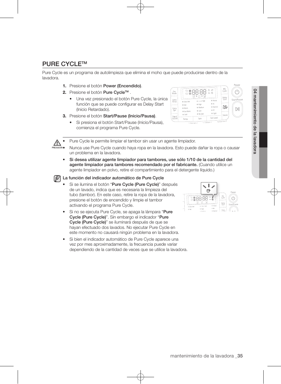 Pure cycle | Samsung WF435ATGJRA-A1 User Manual | Page 131 / 144