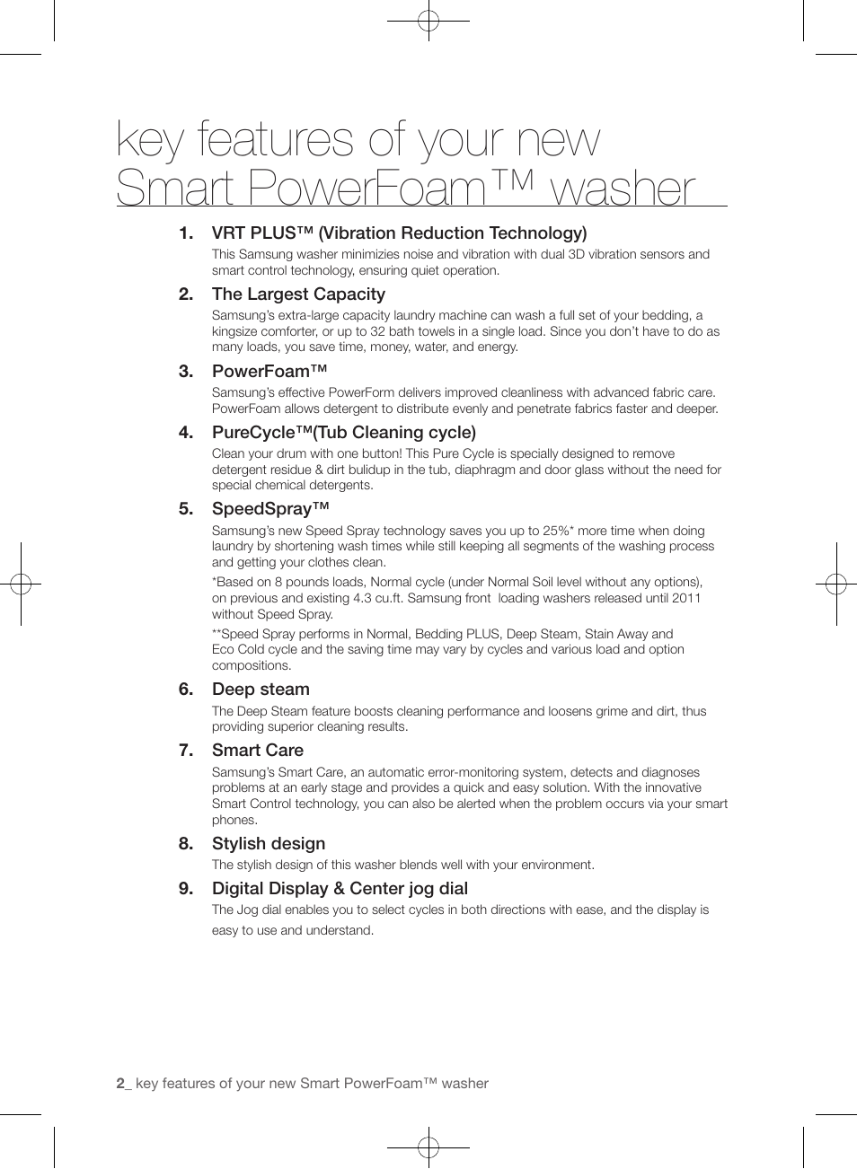 Key features of your new smart powerfoam™ washer | Samsung WF435ATGJRA-A1 User Manual | Page 2 / 144