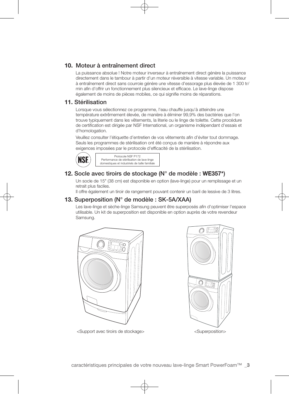 Moteur à entraînement direct, Stérilisation, Superposition (n° de modèle : sk-5a/xaa) | Samsung WF435ATGJRA-A1 User Manual | Page 51 / 144