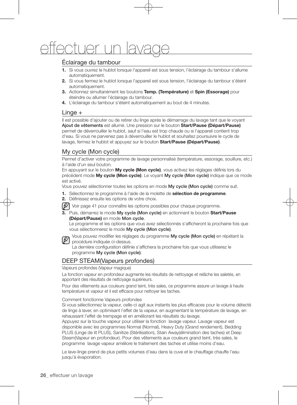 Effectuer un lavage | Samsung WF435ATGJRA-A1 User Manual | Page 74 / 144