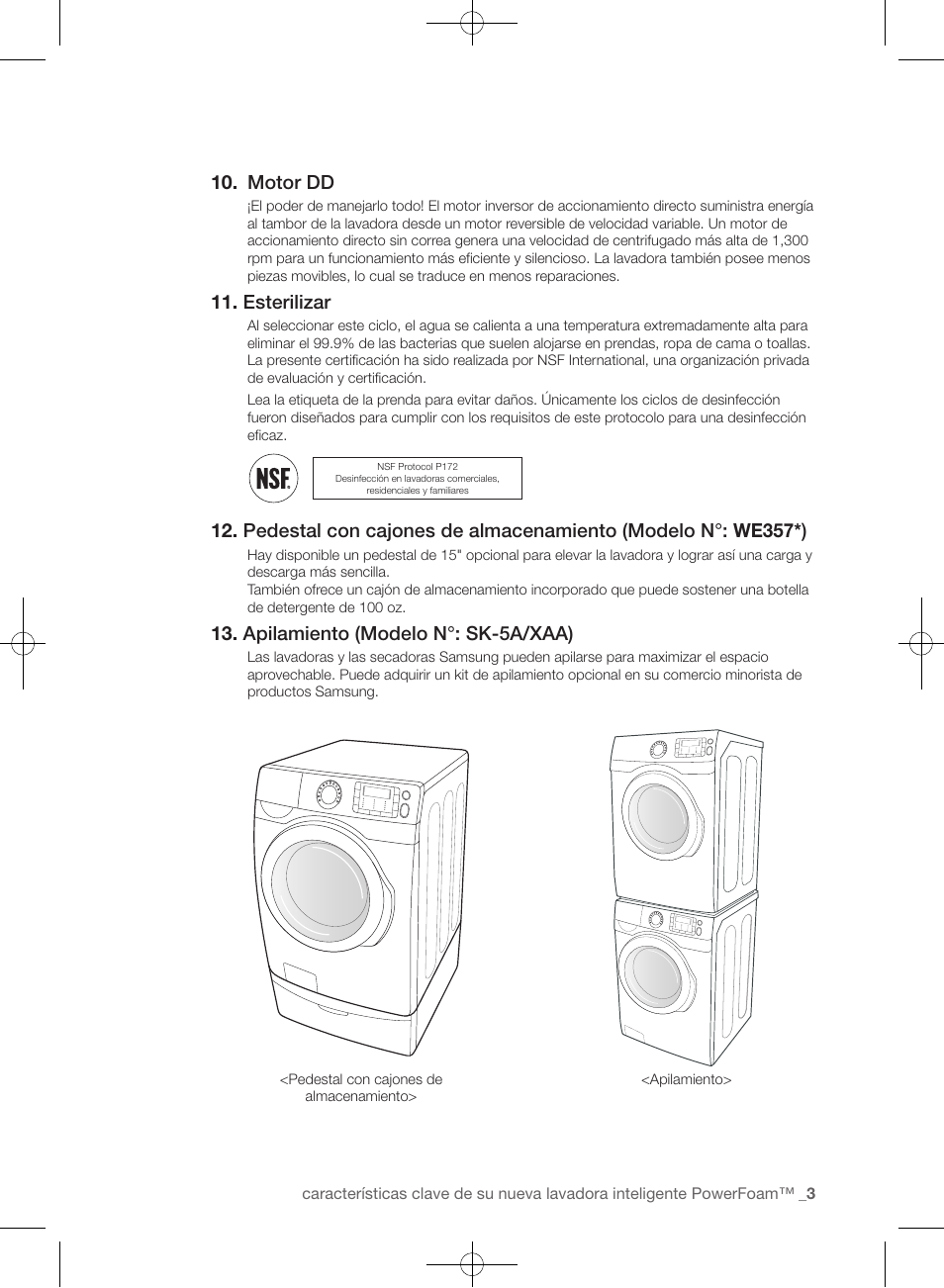 Motor dd, Esterilizar, Apilamiento (modelo n°: sk-5a/xaa) | Samsung WF435ATGJRA-A1 User Manual | Page 99 / 144