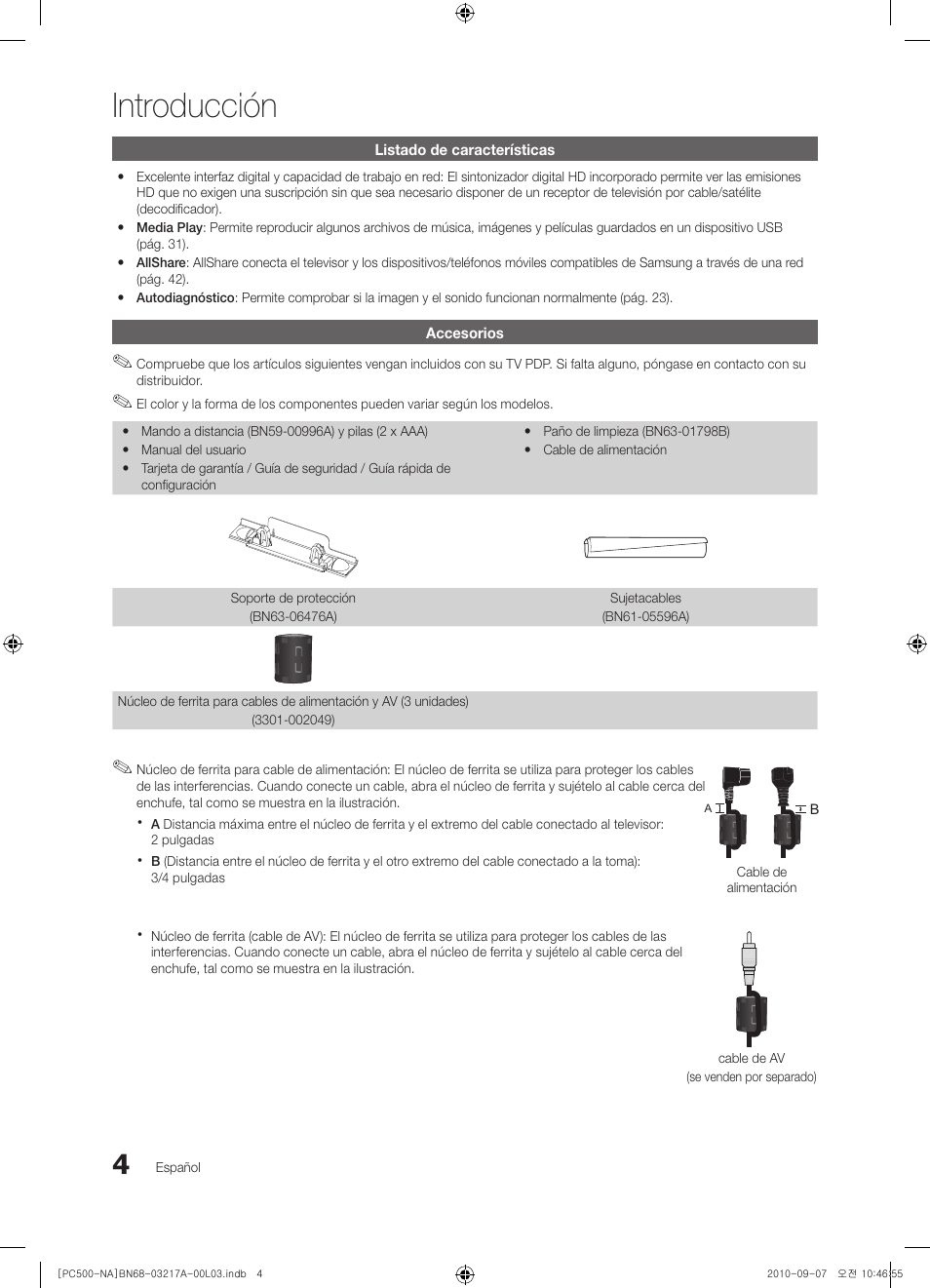 Introducción | Samsung PN58C500G2FXZA User Manual | Page 56 / 156
