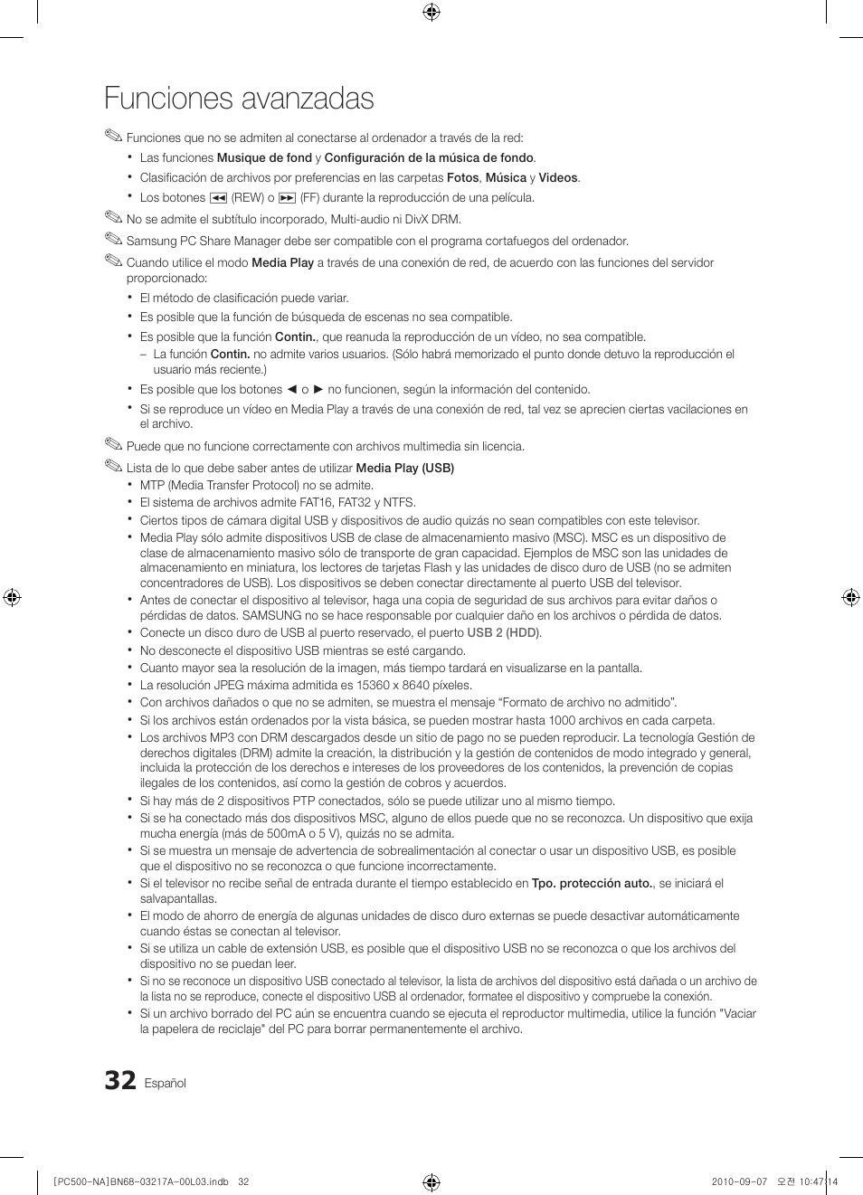 Funciones avanzadas | Samsung PN58C500G2FXZA User Manual | Page 84 / 156