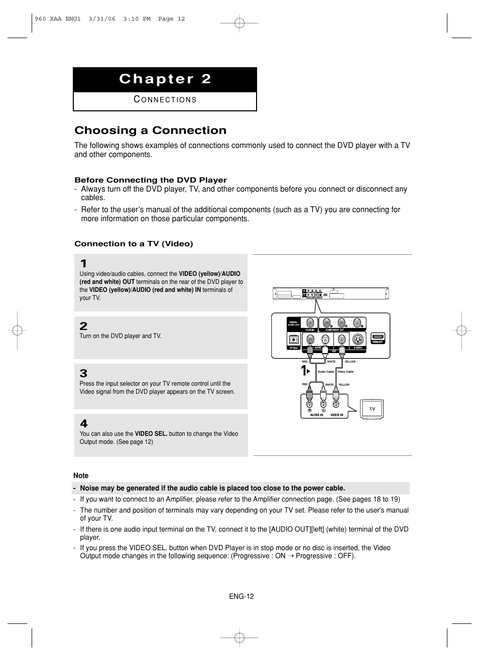 Chapter 2 connections, Choosing a connection | Samsung DVD-HD960-XAA User Manual | Page 12 / 64
