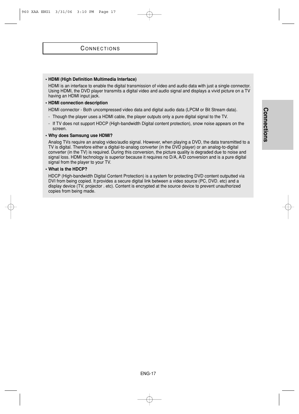 Connections c | Samsung DVD-HD960-XAA User Manual | Page 17 / 64
