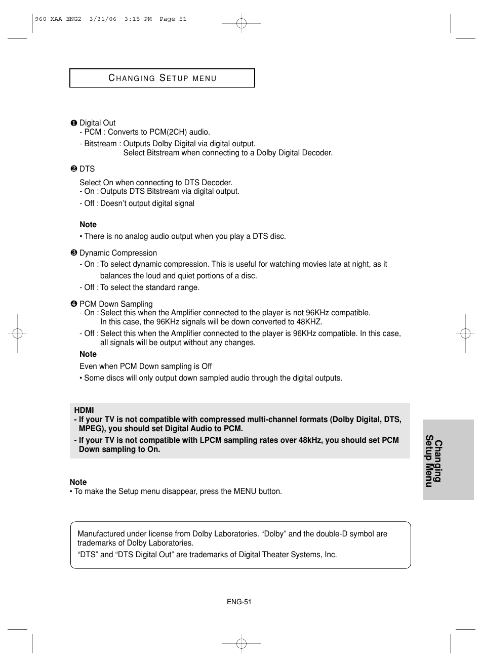 Samsung DVD-HD960-XAA User Manual | Page 51 / 64