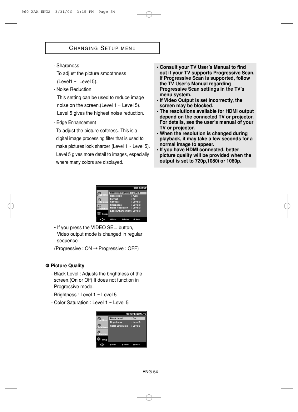Samsung DVD-HD960-XAA User Manual | Page 54 / 64