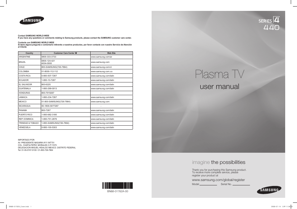 Samsung PL50A440P1DXZX User Manual | 145 pages