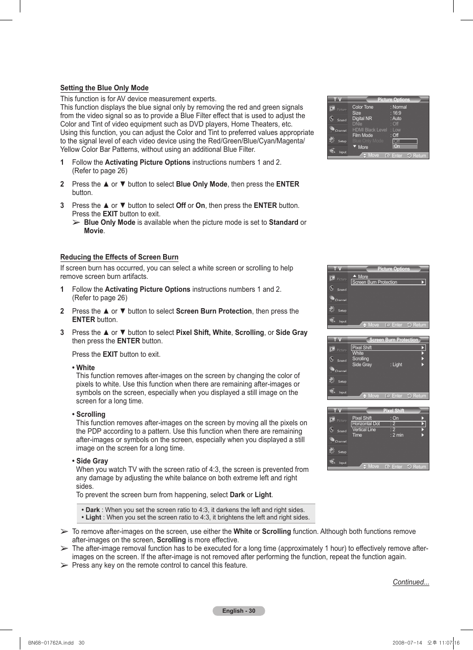 Samsung PL50A440P1DXZX User Manual | Page 30 / 145