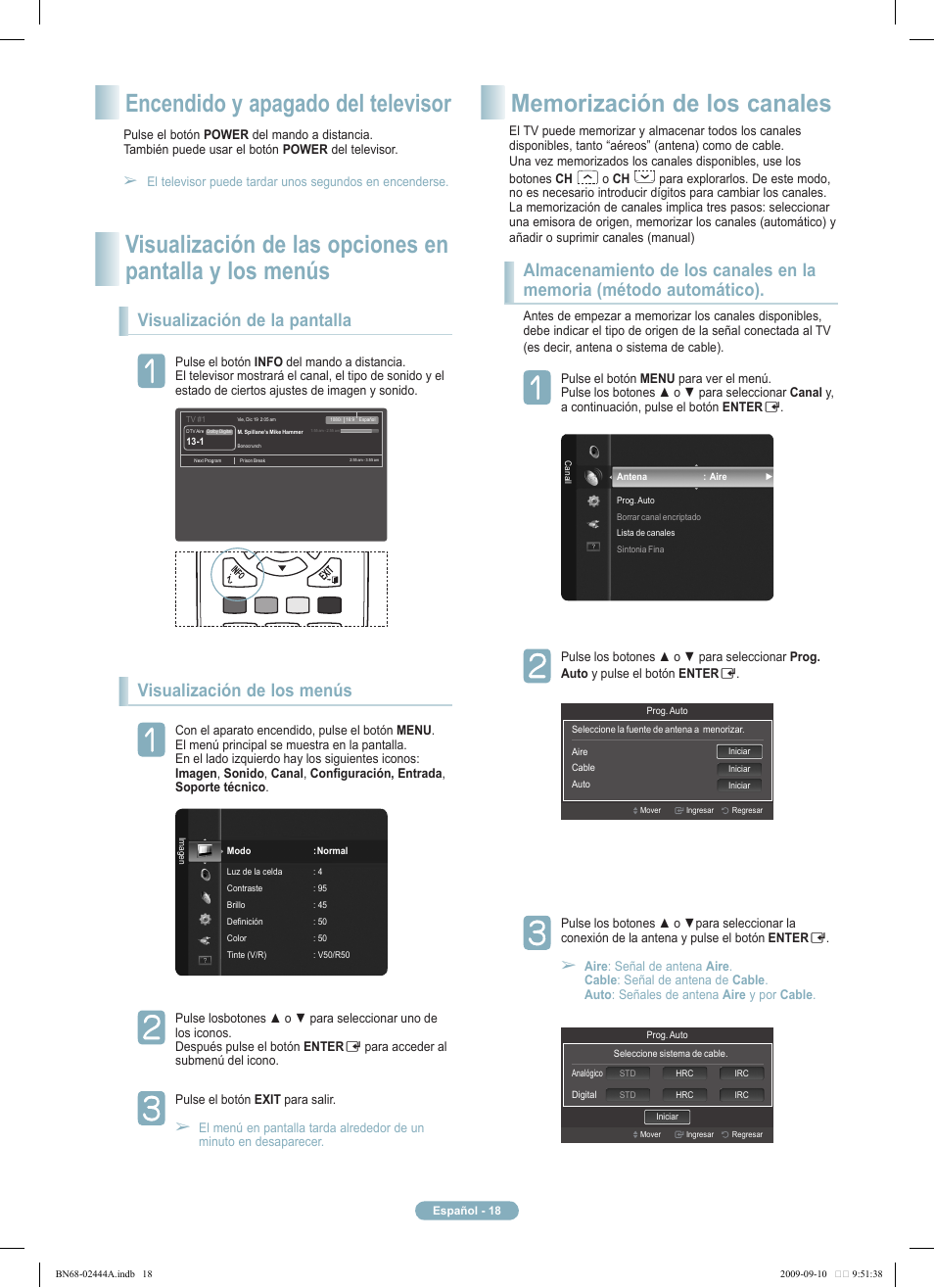 Visualización de la pantalla, Visualización de los menús | Samsung PN42B400P3DXZA User Manual | Page 18 / 35