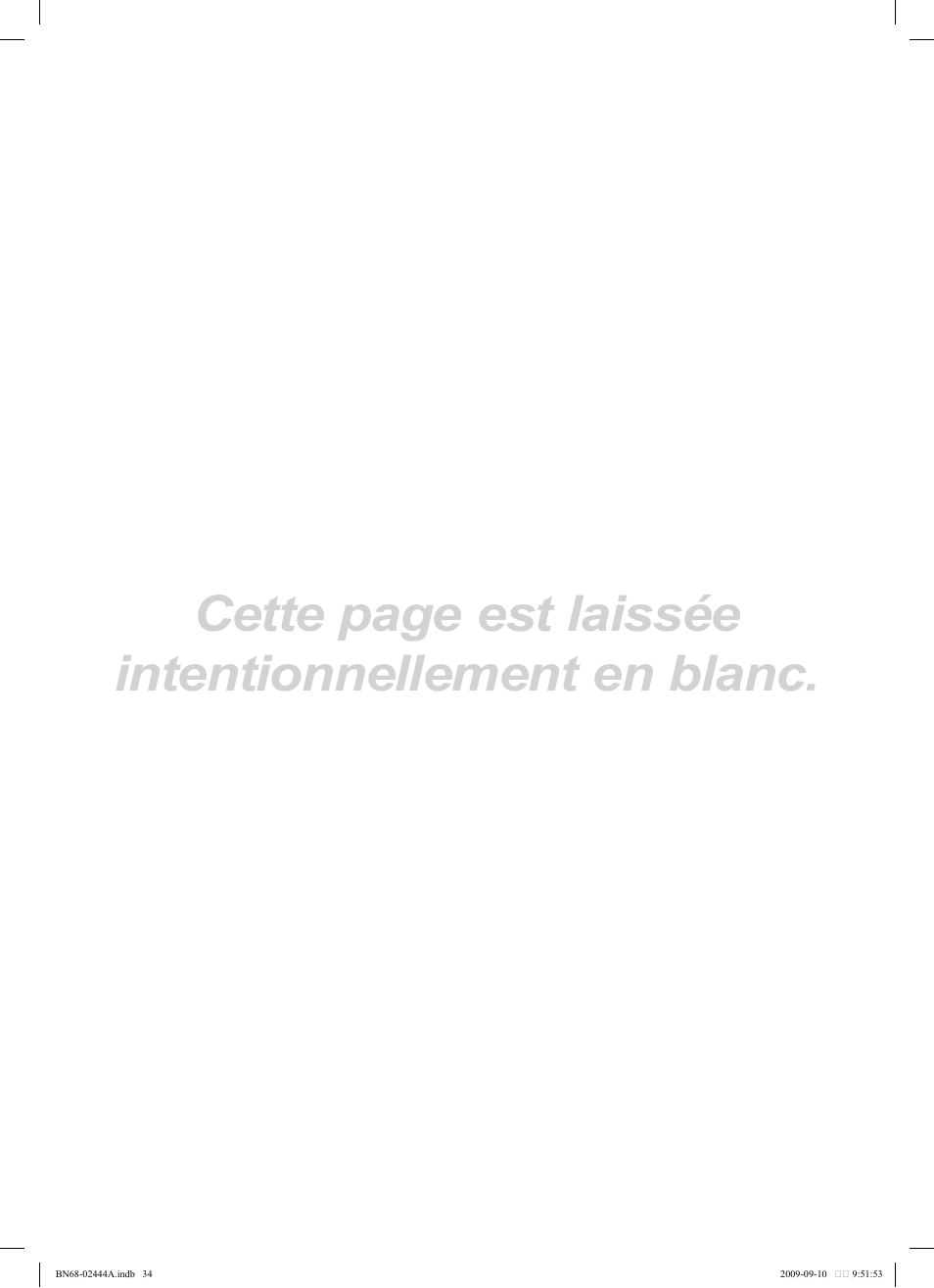 Cette page est laissée intentionnellement en blanc | Samsung PN42B400P3DXZA User Manual | Page 34 / 35