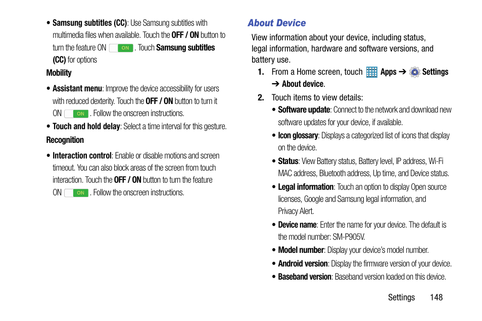 Samsung SM-P905VZKAVZW User Manual | Page 154 / 158