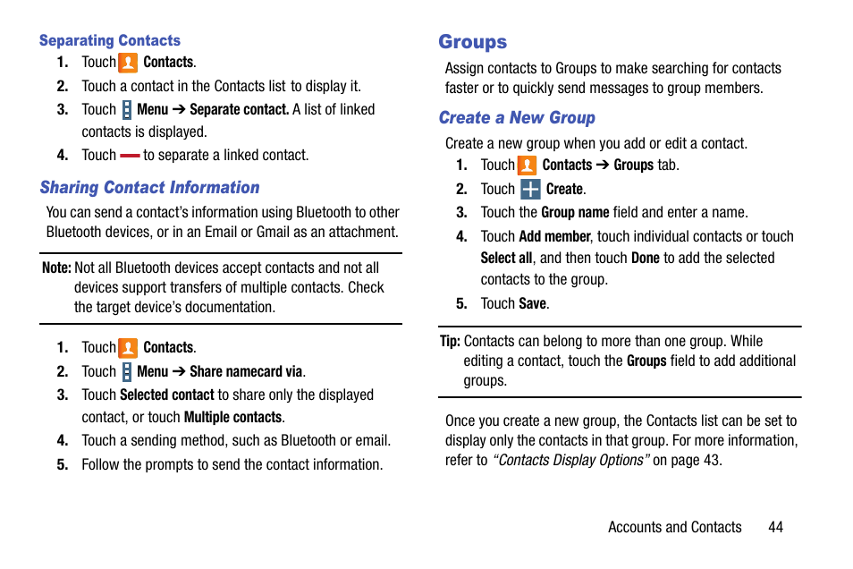 Groups, P. for | Samsung SM-P905VZKAVZW User Manual | Page 50 / 158