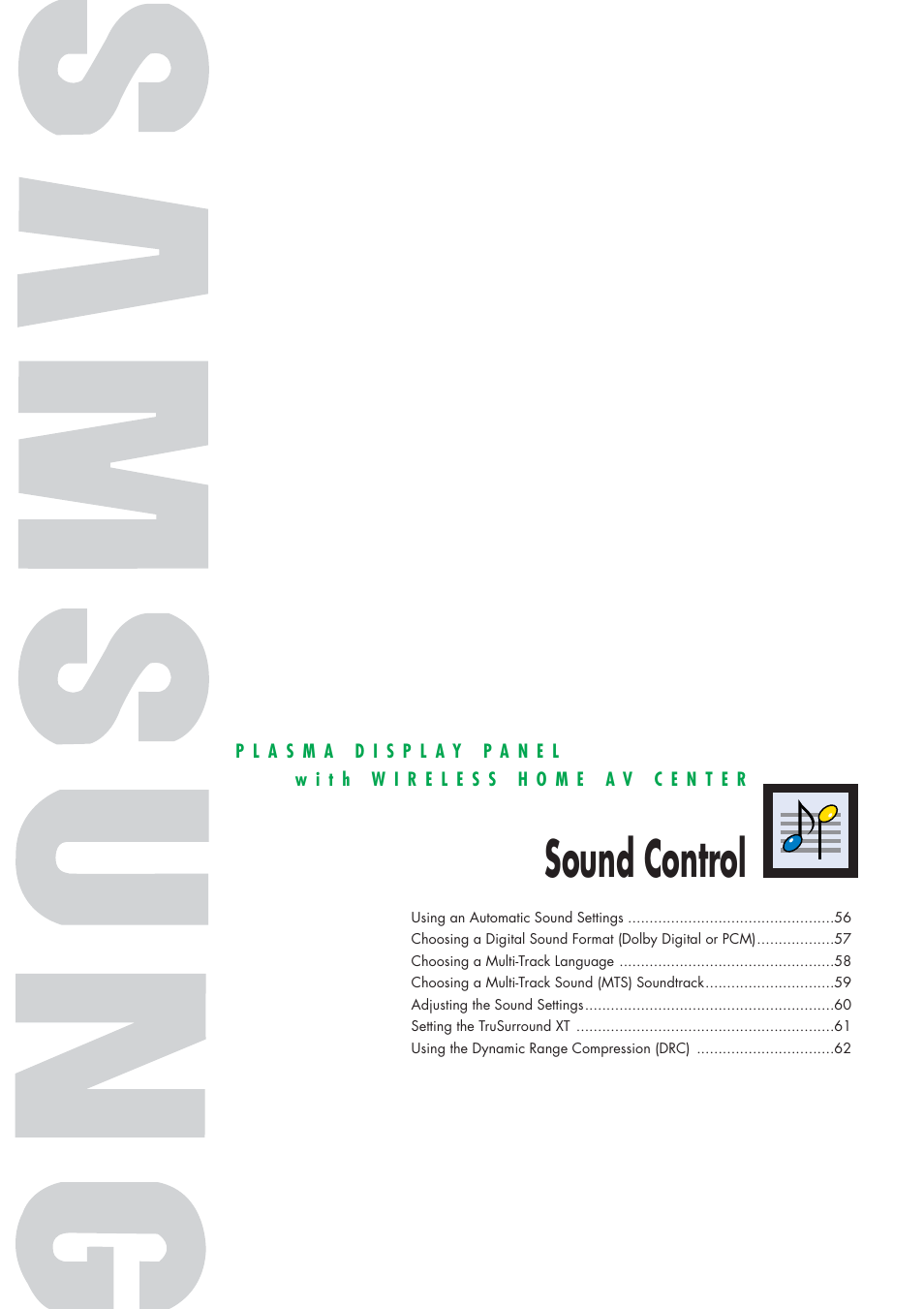 Sound control | Samsung HPP5091X-XAA User Manual | Page 55 / 84