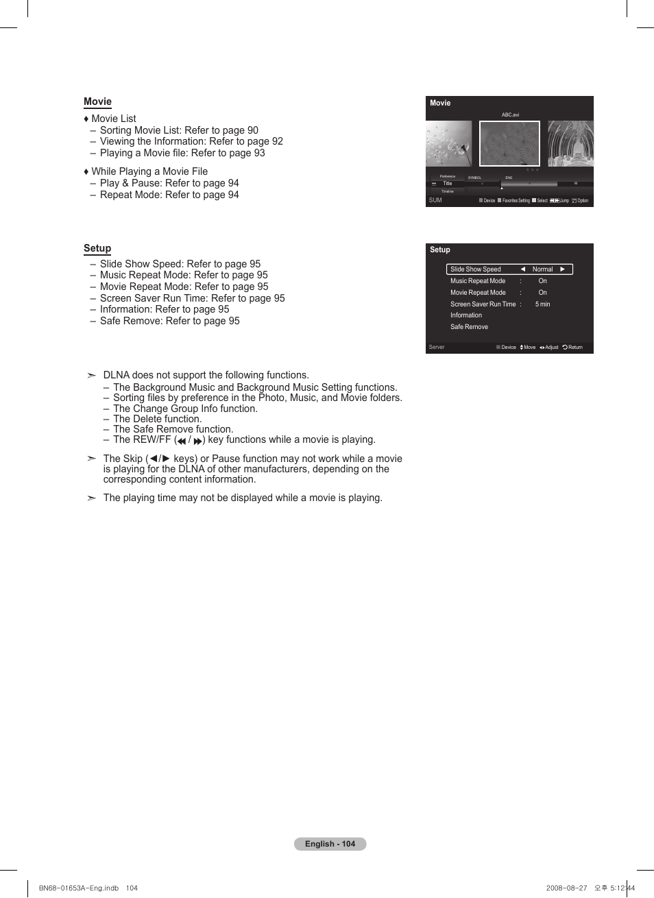 Samsung PN63A760T1FXZA User Manual | Page 104 / 282